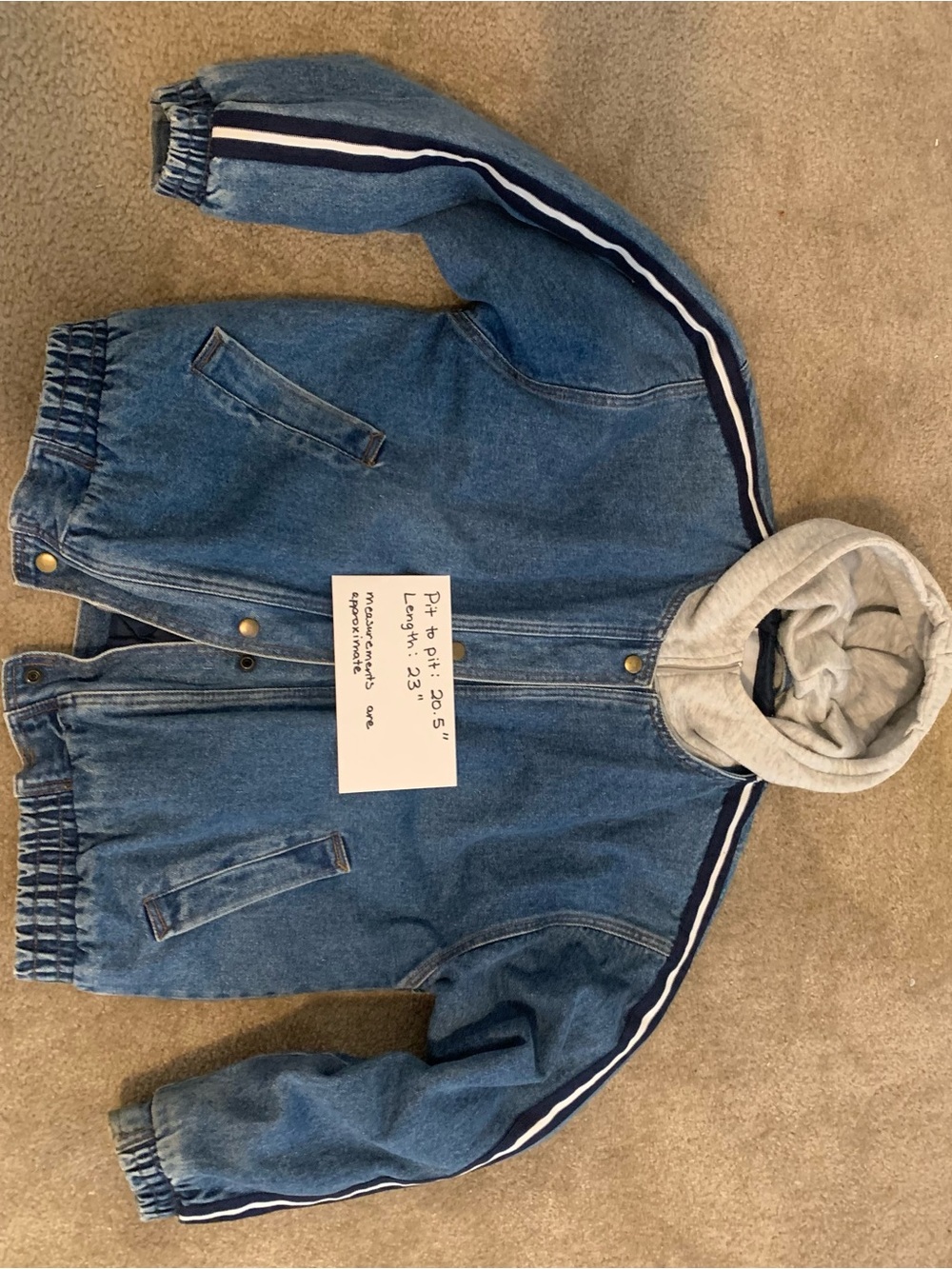 Hooded denim jacket woth stripe detail